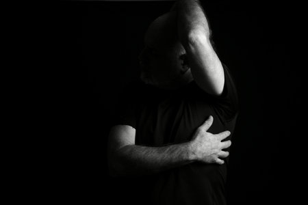 body expression body movements man in black and white photo fine art silhouette expressionの写真素材