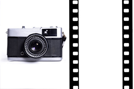 Standard size creative web banners with a place for photos and black and white text with camera. Photography and film business ad banner. Vertical, horizontal and square model flyer netの写真素材