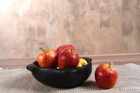 natural and healthy tropical fruit apples on the table food vegan on white texture backgroundの写真素材