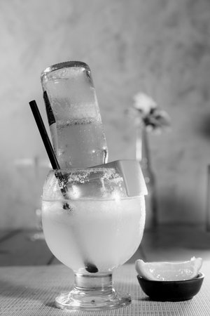 margarita typical mexican drink with tequila and lime, cozumel alcoholic drink coronita imageの写真素材