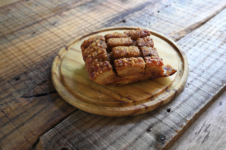 fatty food bacon crackling, fried pork skin pururuca, pork pancetta brazilian food porkの写真素材