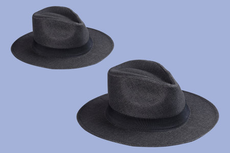 Fashion straw fedora hat isolated on a white background beach hat four views summer fashion free style imageの写真素材