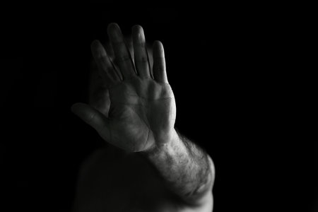 adult man facial and body expression black and white photo silhouette art composition image