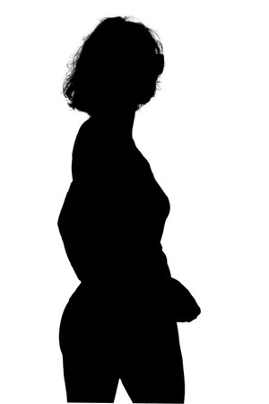 vector Beautiful and mysterious young woman body expression silhouette black and white vector image Fashion beauty on transparent white background mocupの写真素材