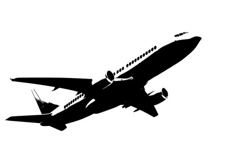 airplane silhouette black and white vector image Aircraft portrait, beauty, line art design. For use as a brochure template or for use in web designの写真素材