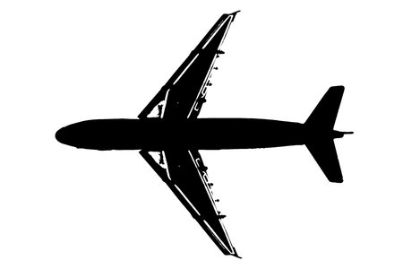 airplane silhouette black and white vector image Aircraft portrait, beauty, line art design. For use as a brochure template or for use in web designの写真素材