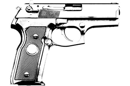 firearm silhouette pistol vector weapon image isolated on white transparent background..の写真素材