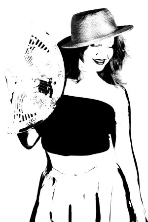 tango dance silhouette flamenco body movement isolated on transparent white background vector image. womanの写真素材