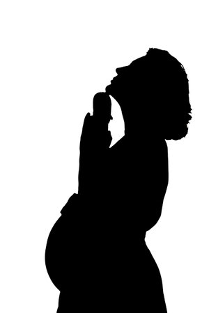 young pregnant woman silhouette and body expression black and white vector image fashion beauty on white background transparent mocupの写真素材