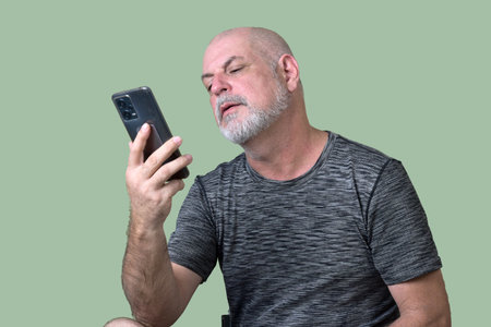 portrait adult man bald white beard face expression happy thoughtful male model gentleman in modern...