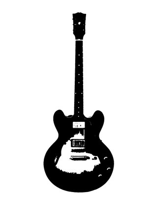 silhouette guitar stringed musical instrument orchestra jazz play music vector image blackの写真素材