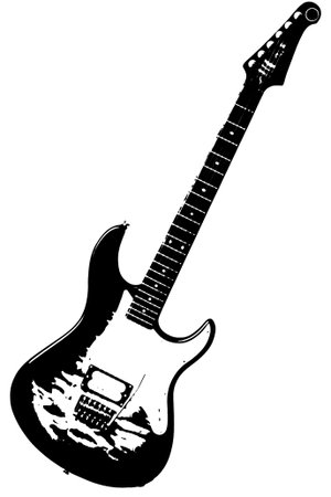 silhouette guitar stringed musical instrument orchestra jazz play music vector image blackの写真素材