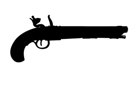ancient silhouette firearm gunpowder pistol vector image blackの写真素材