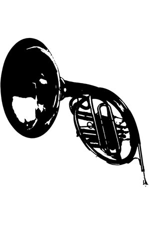 silhouette french horn musical instrument wind orchestra jazz play music vector image black