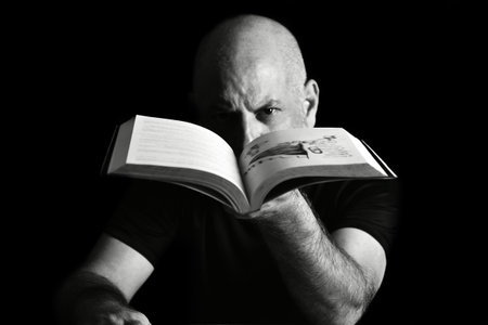 portraits face expression body movements modern man in black and white photo fine art silhouette expression imageの写真素材