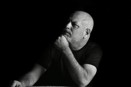 portraits face expression body movements modern man in black and white photo fine art silhouette...