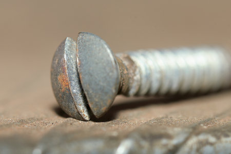 macro photography rusty screws used tools texture background imageの写真素材