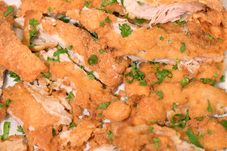 white meat with seasoning and breading healthy and tasty food fried fish