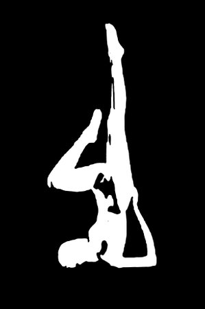 black vector image silhouette modern yoga exercises, beauty, body line art. For use as a brochure...