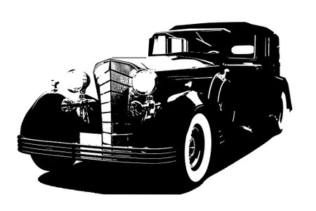 vintage antique car silhouette sports car classic collector vehicle. vector image