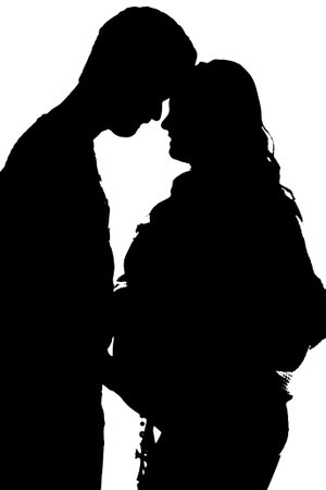 silhouette vector Pregnant woman belly with child while waiting for mother familyの写真素材