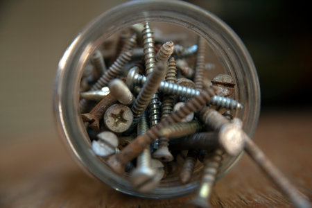 macro photography rusty screws used tools texture background image