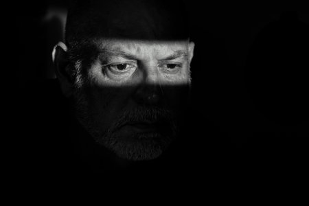 portraits facial expression body movements modern man in black and white photo fine art silhouette image of expression lighting light and shadowの写真素材