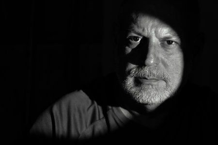 portraits facial expression body movements modern man in black and white photo fine art silhouette image of expression lighting light and shadowの写真素材