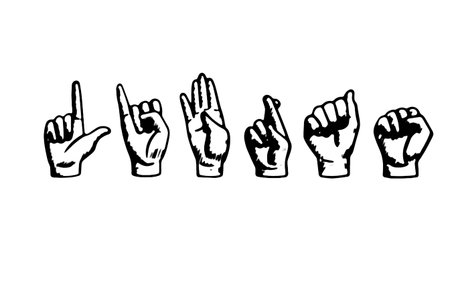hand signs alphabet poses gestures hand signs sign language image vector mocupの写真素材