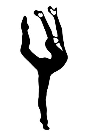 silhouette woman in yoga duo movements pilates body exercise vector image isolated on transparent white background.の写真素材