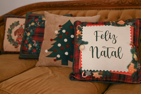 Christmas decoration flowers snow gift blurred area holiday gifts image arrangements Christmas treeの写真素材