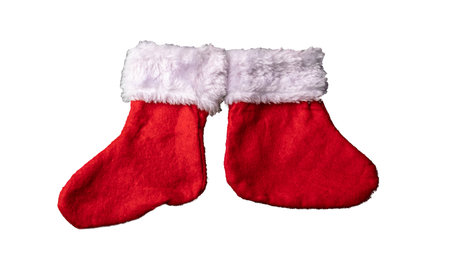Christmas decorations. Red socks on a white background.の写真素材