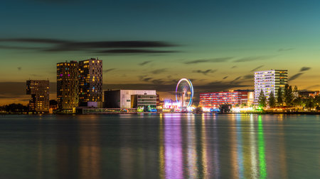Cityscape of Almere at night