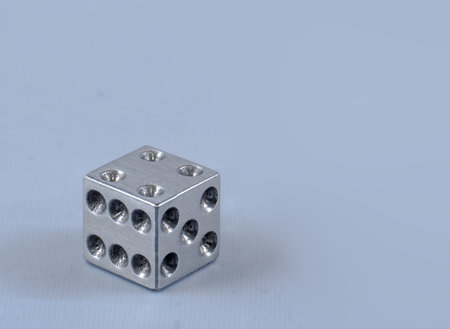 dice made of solid metalの写真素材