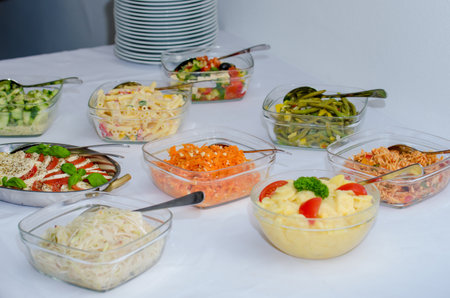 salad buffet with different saladsの写真素材