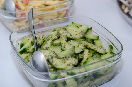 cucumber salad in a bowlの写真素材