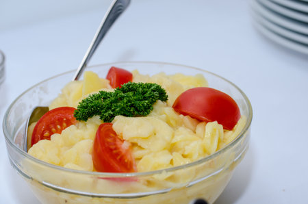 potato salad in a bowlの写真素材