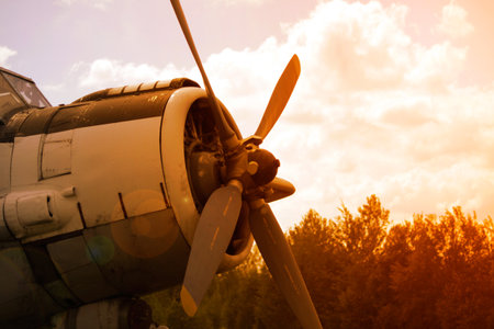 Rotorcraft at sunsetの写真素材