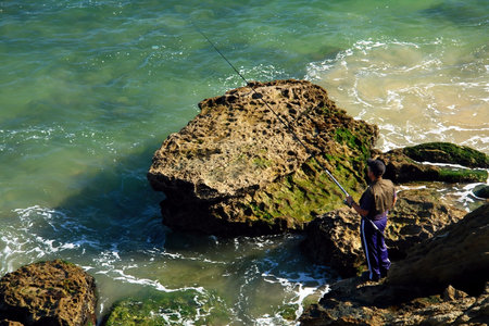  Fisherman fishing                              の写真素材