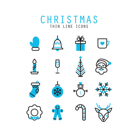 Christmas thin line icons design set.のイラスト素材