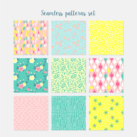 Abstract seamless pattern cards set for journalist.のイラスト素材