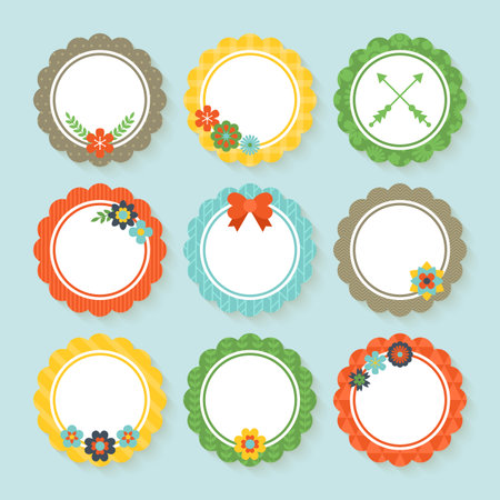 Easter holiday tags and frames with trendy patterns for designのイラスト素材
