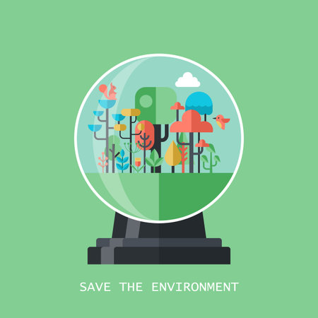 Saving environment concept with flat modern iconsのイラスト素材