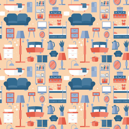 Furniture seamless pattern designのイラスト素材