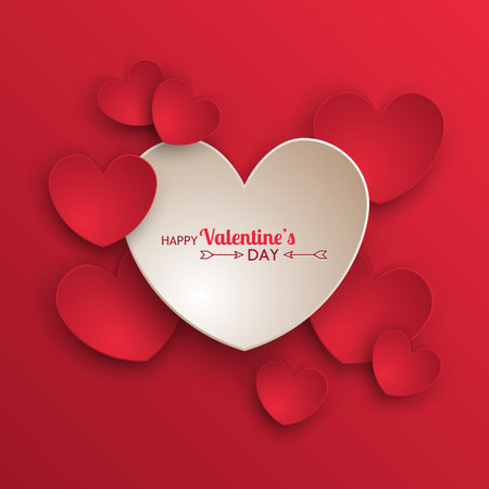 Valentine's day background with paper heartsのイラスト素材