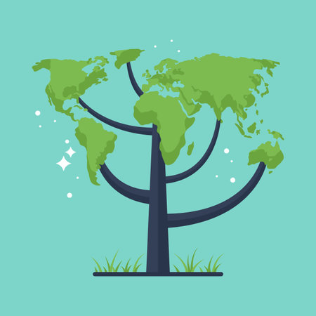 Tree shaped as world map flat modern iconのイラスト素材