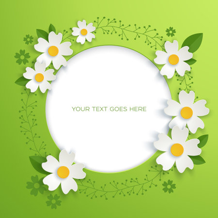 Abstract floral background with paper flowersのイラスト素材