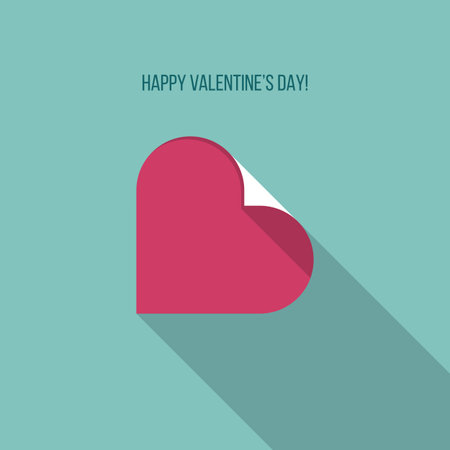 Heart shape with long shadow in flat modern style. Valentine's day greeting card design.のイラスト素材