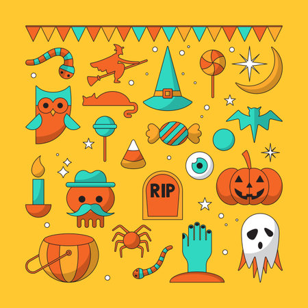 Halloween thin line modern icons. Vector illustrationのイラスト素材