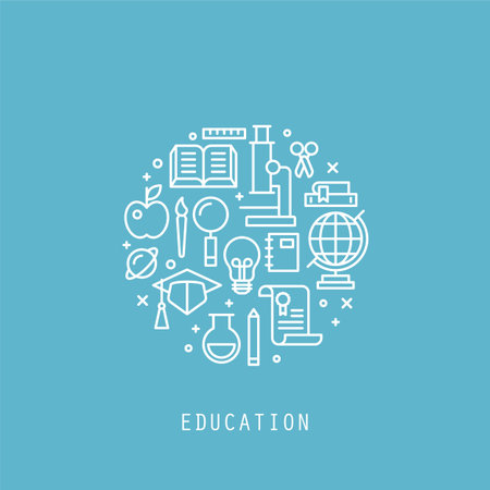 Thin line flat icons for back to school designのイラスト素材